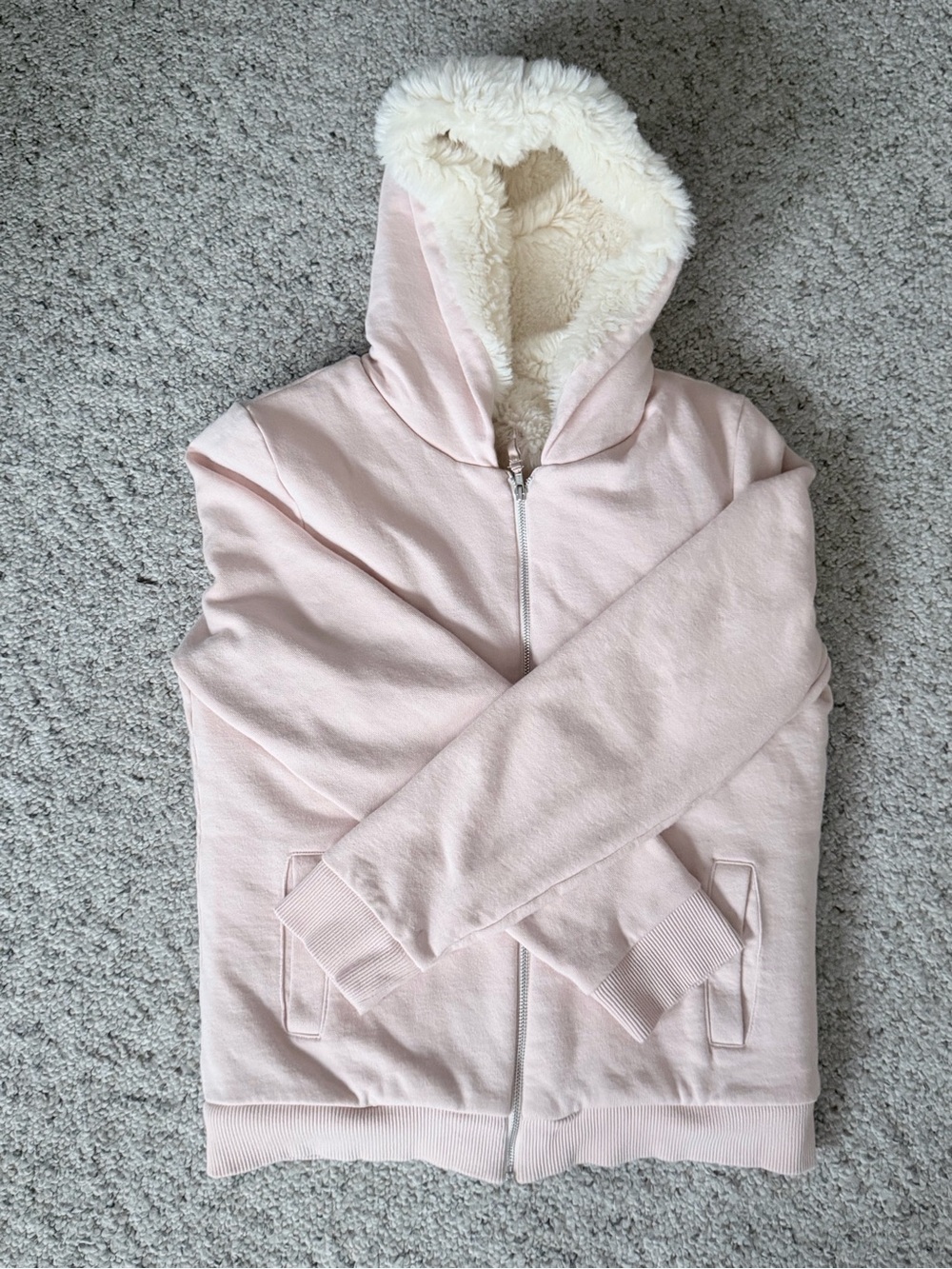 GAP Girls Pink Hooded Faux Fur-Lined Jacket | Size M